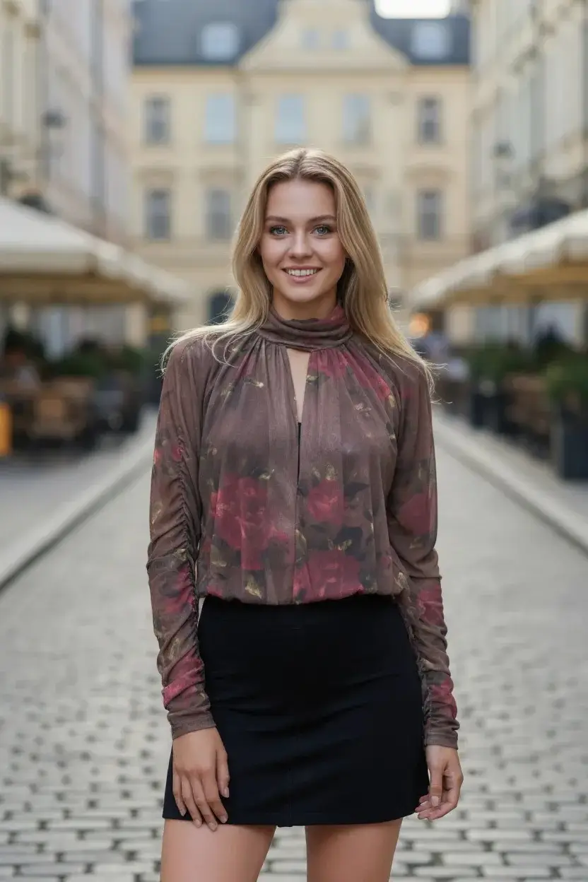Brown Tulle Bodysuit